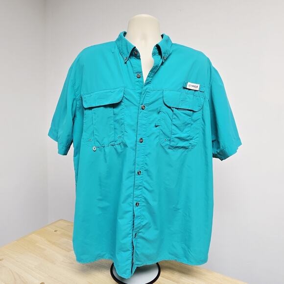 Magellan Short Mens Size XL Laguna Madre Fish Gear Button Front Short Sleeve - Picture 1 of 8